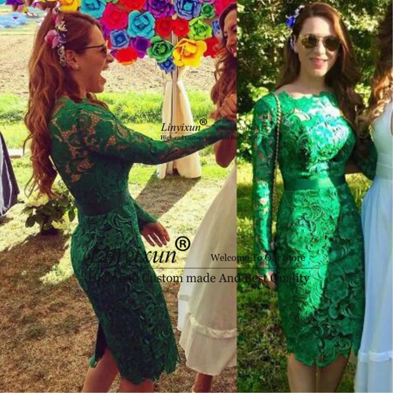 Elegant Green Cocktail Dresses Scoop Neck Knee Lenght Wedding Party Gowns Lace Long Sleeves Homecoming Dresses Short Prom Dress
Elegant Green Cocktail Dresses Scoop Neck Knee Lenght Wedding Party Gowns Lace Long Sleeves Homecoming Dresses Short Prom Dress