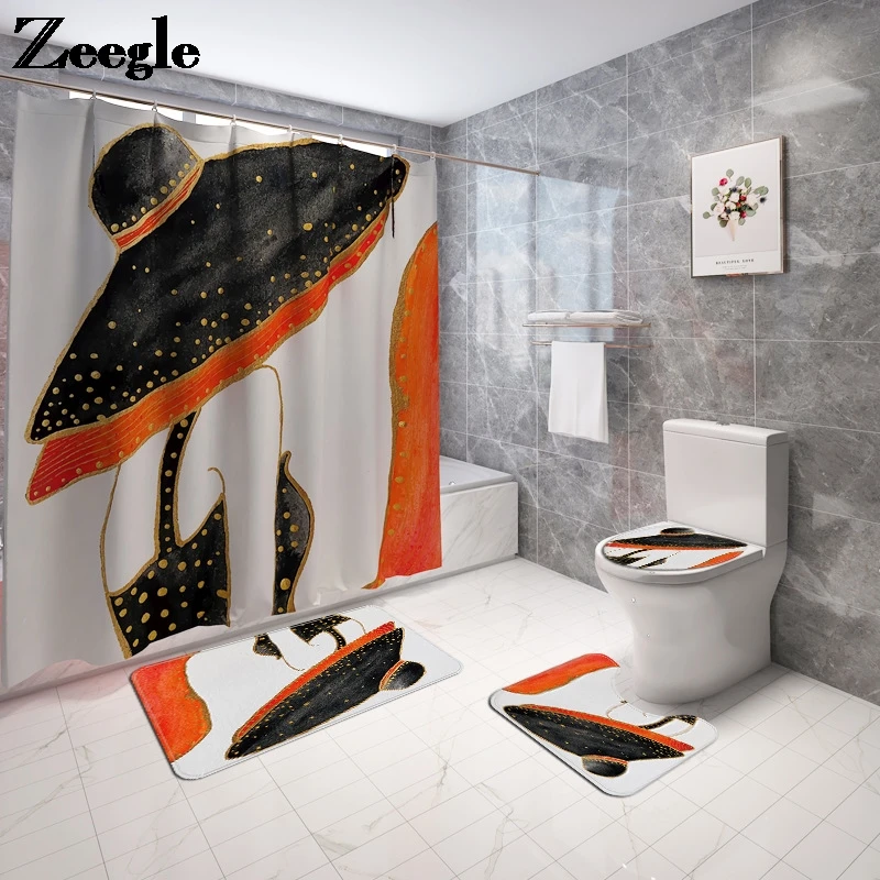 Modern Style Woman Printed Bath Mat and Shower Curtain Set Anti Slip Toilet Rug Foot Mat Set Microfiber Bath Carpet
Modern Style Woman Printed Bath Mat and Shower Curtain Set Anti Slip Toilet Rug Foot Mat Set Microfiber Bath Carpet
