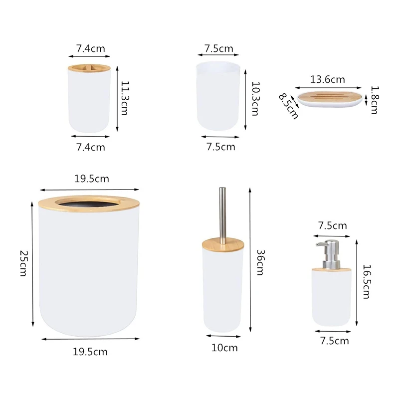 6-Piece Bamboo Bath Accessory Set Environmentally Friendly Toilet Accessory Set with Lotion Dispenser Etc
6-Piece Bamboo Bath Accessory Set Environmentally Friendly Toilet Accessory Set with Lotion Dispenser Etc