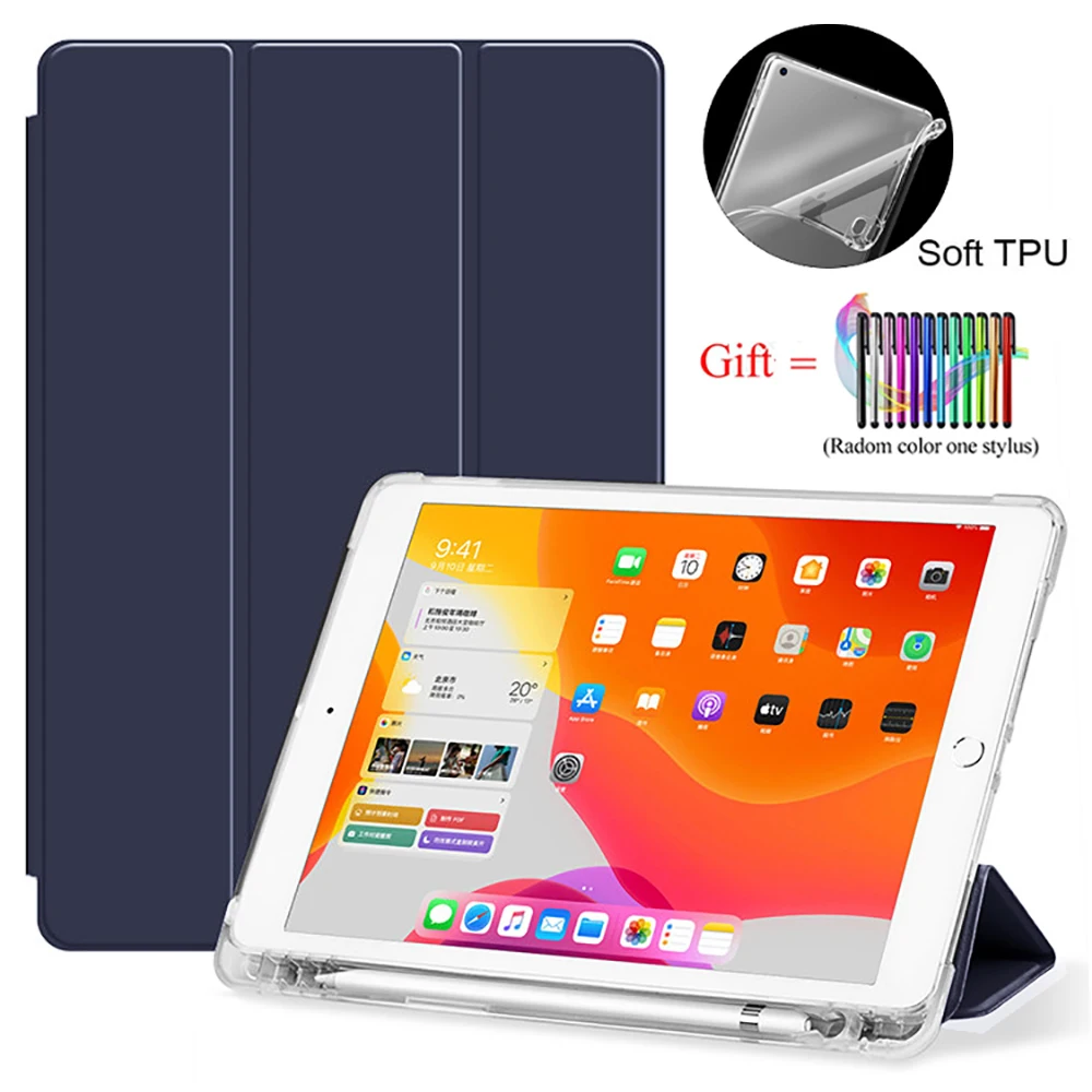 

TPU Case for ipad Air1/2 9.7"A1566/A1474/A1567/A1476, Trifold Stand Auto Sleep/Wake Slim Smart Translucent Soft Shockproof Case
