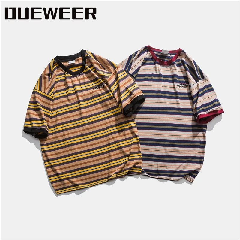 Dueweer Mens Stripe T-shirts Tops Tees Summer Cotton Short Sleeve Hip Hop All-match Casual Harajuku Streetwear T-shirt Tee Top
Dueweer Mens Stripe T-shirts Tops Tees Summer Cotton Short Sleeve Hip Hop All-match Casual Harajuku Streetwear T-shirt Tee Top