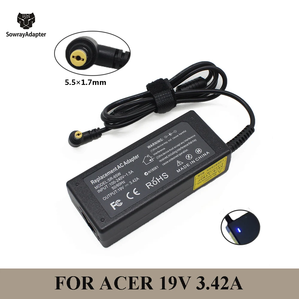Laptop Adapter 19V 3.42A 65W 5.5x1.7mm Power Supply Computer Adapter Built-In IC Chip For Acer Notebook Charger Part Accessories
Laptop Adapter 19V 3.42A 65W 5.5x1.7mm Power Supply Computer Adapter Built-In IC Chip For Acer Notebook Charger Part Accessories