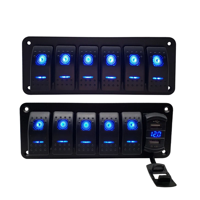 6 Gang Car Rocker LED Switch Panel Digital Voltmeter Dual USB Port 12V Outlet Combination Waterproof Car Marine Boat
6 Gang Car Rocker LED Switch Panel Digital Voltmeter Dual USB Port 12V Outlet Combination Waterproof Car Marine Boat