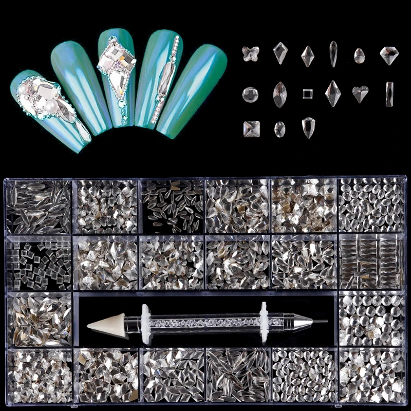 21 Grids Nail Art Decoration Kit Multi Shapes with Dual-ended Dotting Pen Set for DIY Nails Supplies Accessories
21 Grids Nail Art Decoration Kit Multi Shapes with Dual-ended Dotting Pen Set for DIY Nails Supplies Accessories