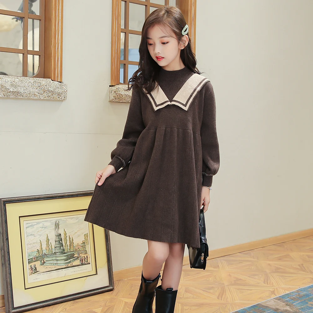 Новинка 2021, зимнее платье-свитер для детей, пуловер для больших девочек, длинное вязаное платье, Детский свитер с круглым вырезом 
Новинка 2021, зимнее платье-свитер для детей, пуловер для больших девочек, длинное вязаное платье, Детский свитер с круглым вырезом