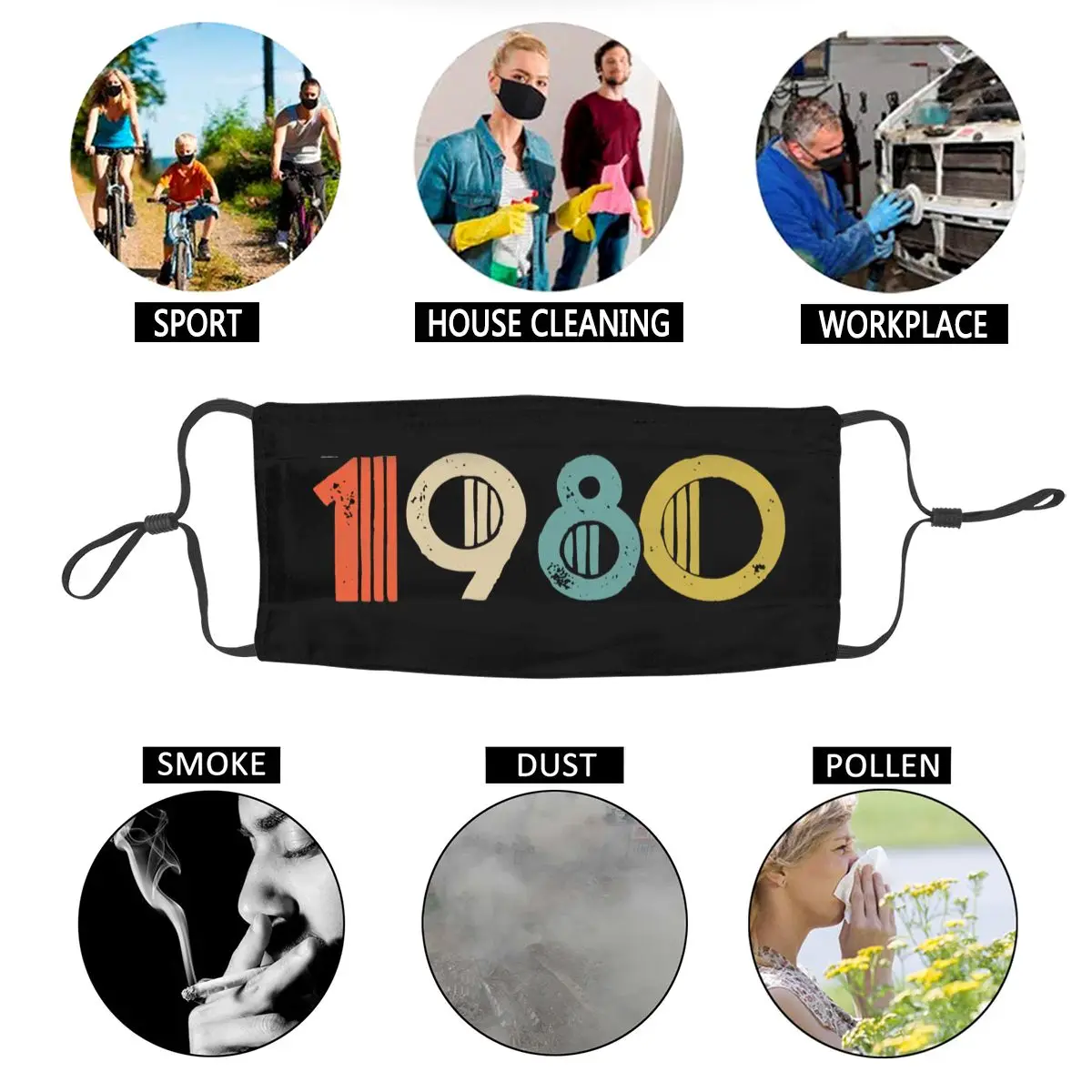 Vintage 1980 40th Birthday Non-Disposable Face Mask 40 Years Old Anti Haze Anti Dustproof Mask Protection Respirator Muffle
Vintage 1980 40th Birthday Non-Disposable Face Mask 40 Years Old Anti Haze Anti Dustproof Mask Protection Respirator Muffle