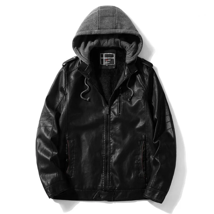 2021 PU Leather Jacket Male Coat Autumn Winter Hooded Casual Mens Leather Jacket Motorcycle Outwear Brand Clothing 4XL
2021 PU Leather Jacket Male Coat Autumn Winter Hooded Casual Mens Leather Jacket Motorcycle Outwear Brand Clothing 4XL