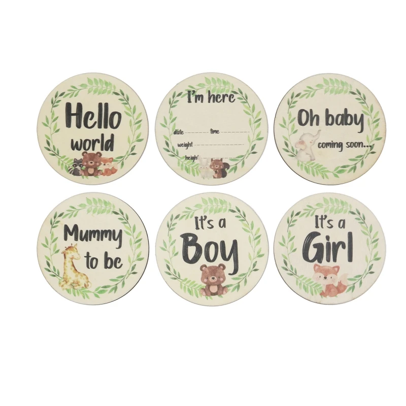 6Pcs Cartoon Animal Leaves Printed Gender/Month Wooden Cards Baby Milestone Card P31B
6Pcs Cartoon Animal Leaves Printed Gender/Month Wooden Cards Baby Milestone Card P31B