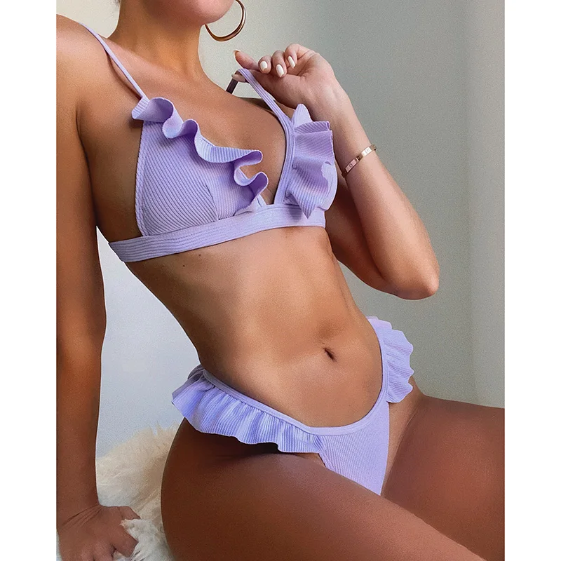 Push Up Bikinis Women's Swimsuits Sexy Ruffle Swimwear Ribbed Bathing Suits Thong High Cut Beachwear 2021 New Bikini Set
Push Up Bikinis Women's Swimsuits Sexy Ruffle Swimwear Ribbed Bathing Suits Thong High Cut Beachwear 2021 New Bikini Set