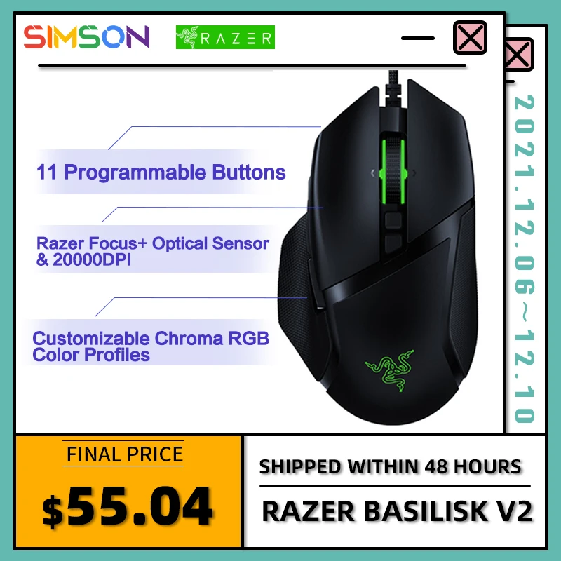 Razer Basilisk V2 Basilisk Version-2 Gaming RGB Wired Computer Game Mice Notebook Dedicated Mouse
Razer Basilisk V2 Basilisk Version-2 Gaming RGB Wired Computer Game Mice Notebook Dedicated Mouse