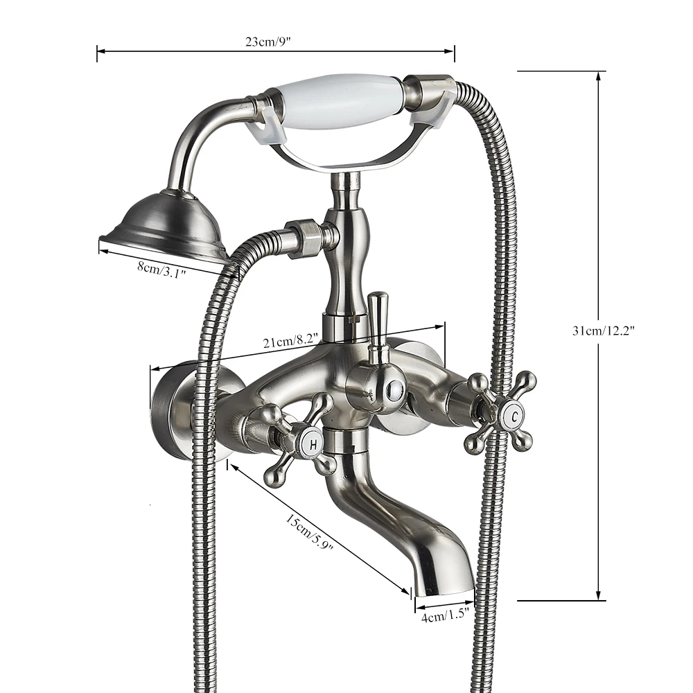 Luxury Bathtub Faucet Dual Handle Handheld Bath Shower Mixer Tap with Hand Shower Wall Mount Swivel Spout Tub Sink Mixer Faucet
Luxury Bathtub Faucet Dual Handle Handheld Bath Shower Mixer Tap with Hand Shower Wall Mount Swivel Spout Tub Sink Mixer Faucet