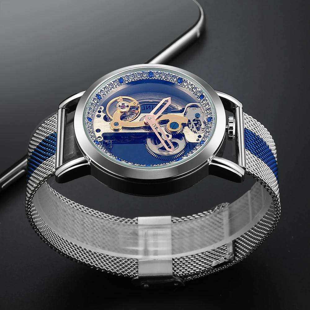 Женские Механические часы с сапфировым кристаллом роскошные брендовые стальные