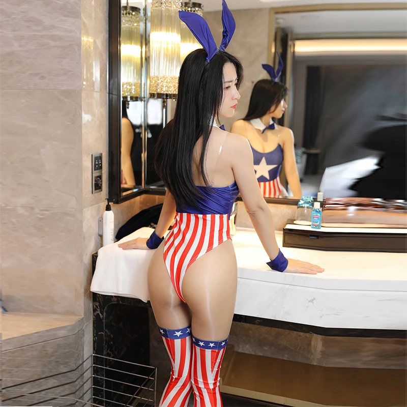 Sexy Elastic Jumpsuit Stockings Women Cute Bunny Girl Cosplay Costume Halloween Party Rabbit Set Stripe Shiny High Cut Bodysuits 
Sexy Elastic Jumpsuit Stockings Women Cute Bunny Girl Cosplay Costume Halloween Party Rabbit Set Stripe Shiny High Cut Bodysuits
