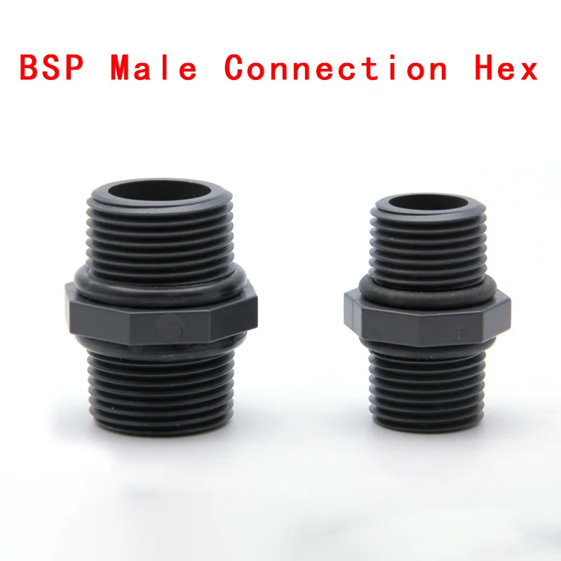 

BSP Male Connection Hex PVC Pipe Fitting Adapter Coupler Reducer Water Connector For Garden Irrigation System 1 Pcs