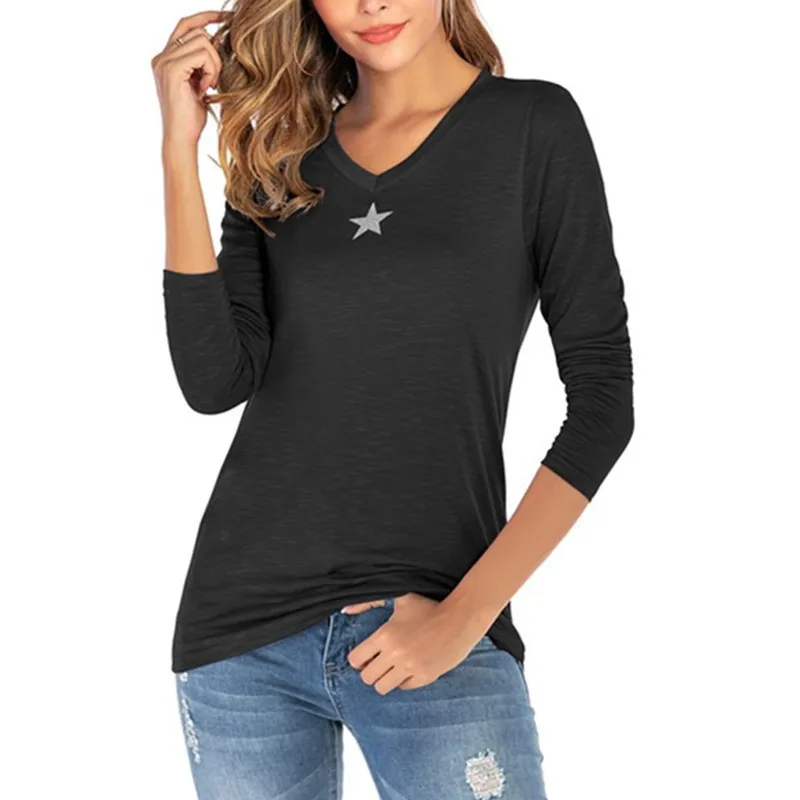 Casual Full Appliques Solid V-Neck Womens Long Sleeve Tops 
Casual Full Appliques Solid V-Neck Womens Long Sleeve Tops