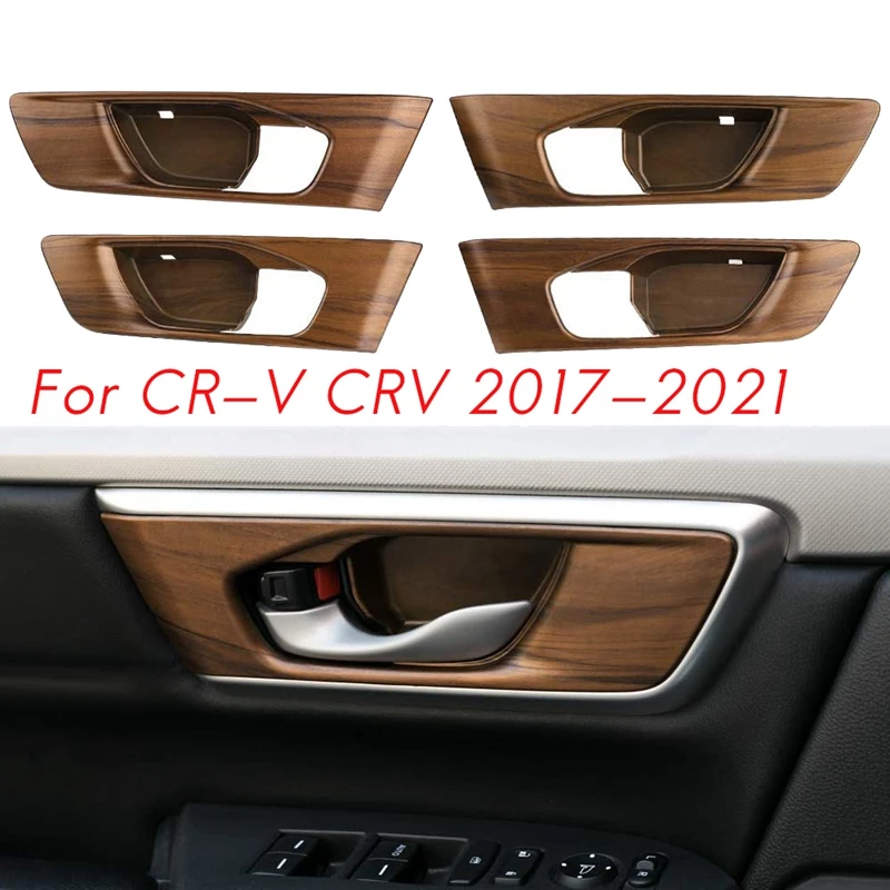

ABS Peach Wood Grain Car Inner Door Bowl Cover Handle Trims for 2017-2021 Honda CR-V CRV Accessories