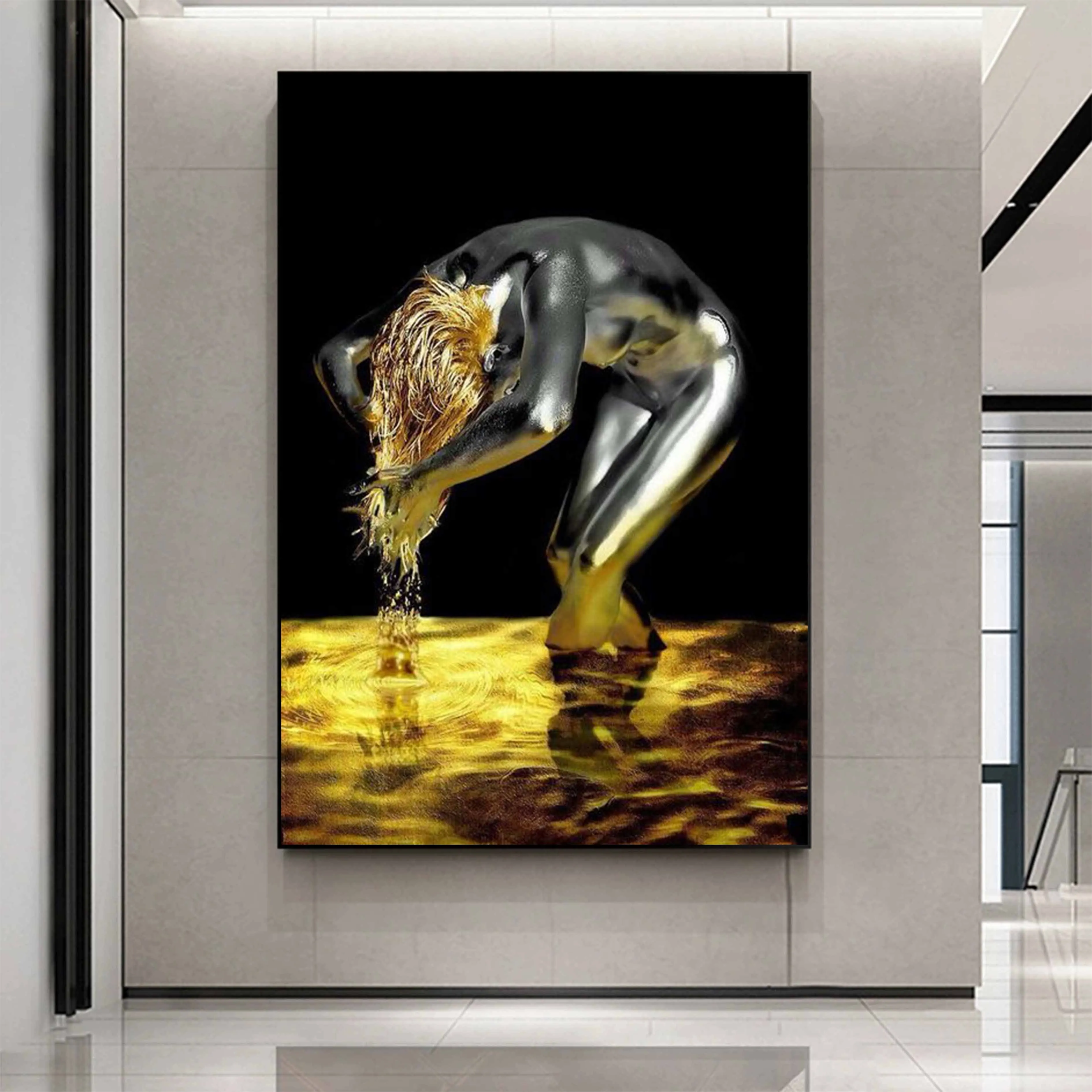 Metal Sculpture With Golden Hair Art Canvas Painting Fashion Portrait Posters And Prints Wall Art Picture For Living Room Decors
Metal Sculpture With Golden Hair Art Canvas Painting Fashion Portrait Posters And Prints Wall Art Picture For Living Room Decors