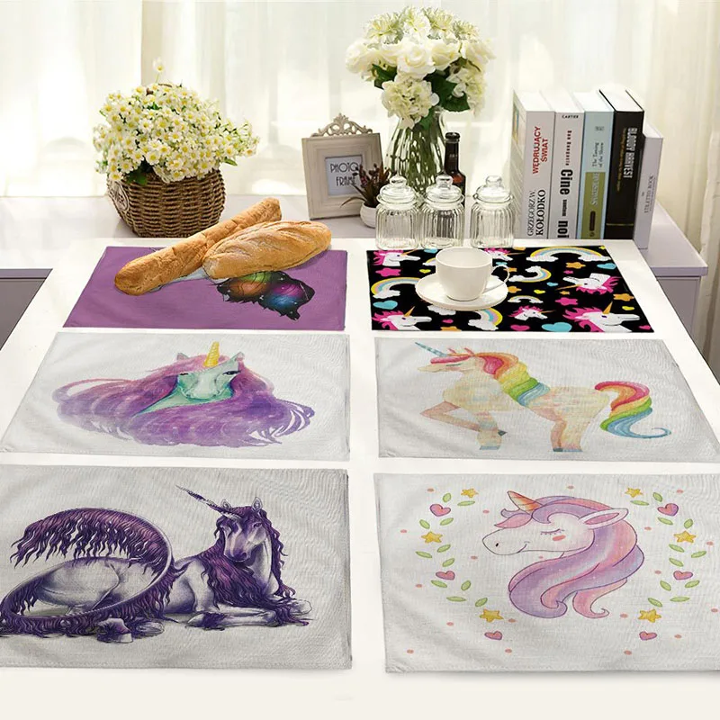 Unicorn Prints Placemats Dining Restaurant Kitchen Decor Tableware Mat Coffee Coaster Cotton Linen Pad Home Textiles 42*32cm
Unicorn Prints Placemats Dining Restaurant Kitchen Decor Tableware Mat Coffee Coaster Cotton Linen Pad Home Textiles 42*32cm
