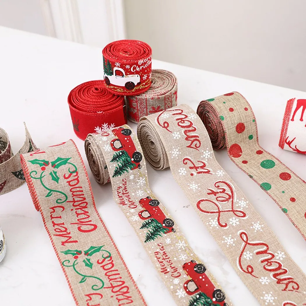 2 M/Roll Christmas Ribbon Printed Burlap Ribbons For Gift Wrapping Wedding Decor Hair Bows DIY Christmas Tree Ribbon Wreath Bows
2 M/Roll Christmas Ribbon Printed Burlap Ribbons For Gift Wrapping Wedding Decor Hair Bows DIY Christmas Tree Ribbon Wreath Bows