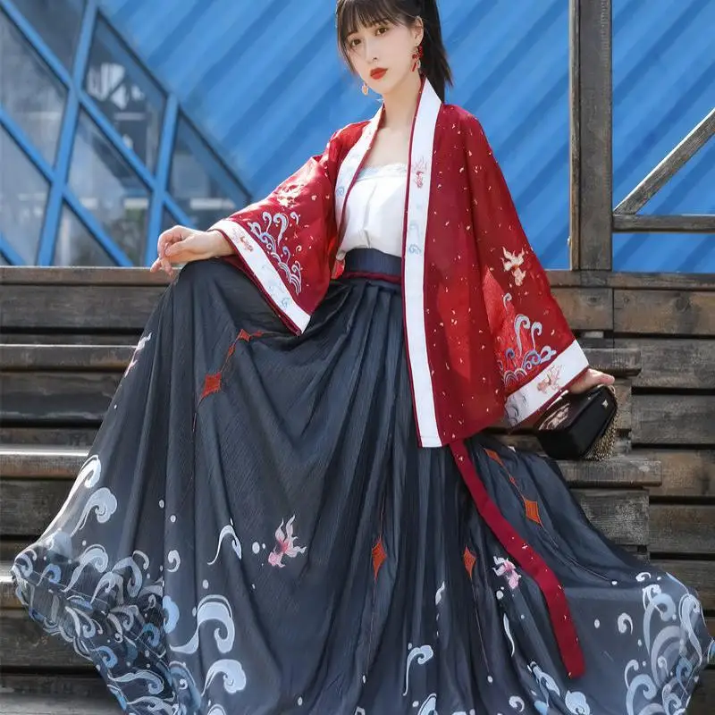 Female Flower 3pcs Hanfu Suit Improved Waist Length Costume Dress Folk Dance Clothes Performance Dress Princeness Cosplay Costum
Female Flower 3pcs Hanfu Suit Improved Waist Length Costume Dress Folk Dance Clothes Performance Dress Princeness Cosplay Costum