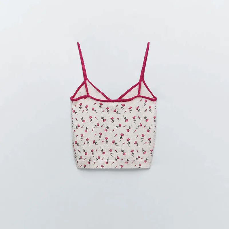 New 2021 Summer Floral Jacquard Knitted Sexy Tight-Fitting Suspender V-Neck Woven Floral Top 
New 2021 Summer Floral Jacquard Knitted Sexy Tight-Fitting Suspender V-Neck Woven Floral Top