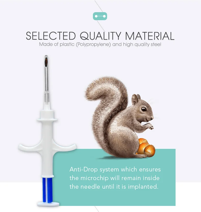 10x Animal Id Ear Tag Syringe with smart chip 1.25*7mm safety syringe pet supplies | IC/ID Card