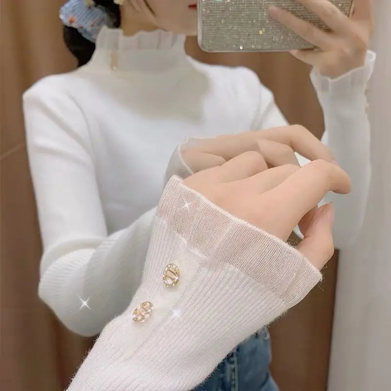 Woman Sweaters Chandails Lace Sweater Women's Half Turtleneck Sweater Fall/Winter Slim Inner Wear
Woman Sweaters Chandails Lace Sweater Women's Half Turtleneck Sweater Fall/Winter Slim Inner Wear