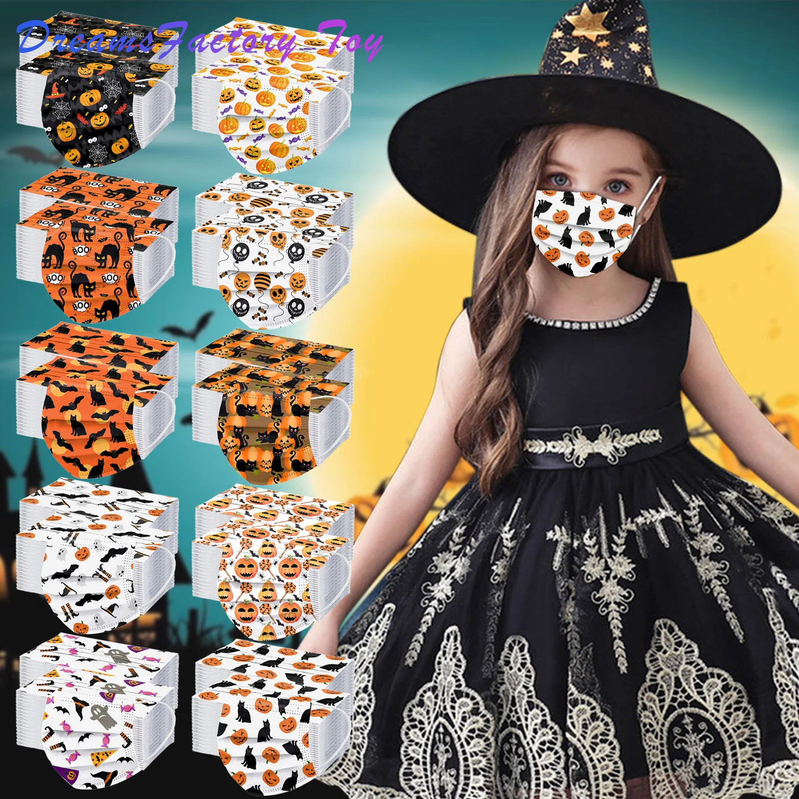 100pcs Children Halloween Print Mask Disposable Mouth Face Mask 3ply Ear Loop Outdoor Masque Christmas Cosplay Mascarillas
100pcs Children Halloween Print Mask Disposable Mouth Face Mask 3ply Ear Loop Outdoor Masque Christmas Cosplay Mascarillas