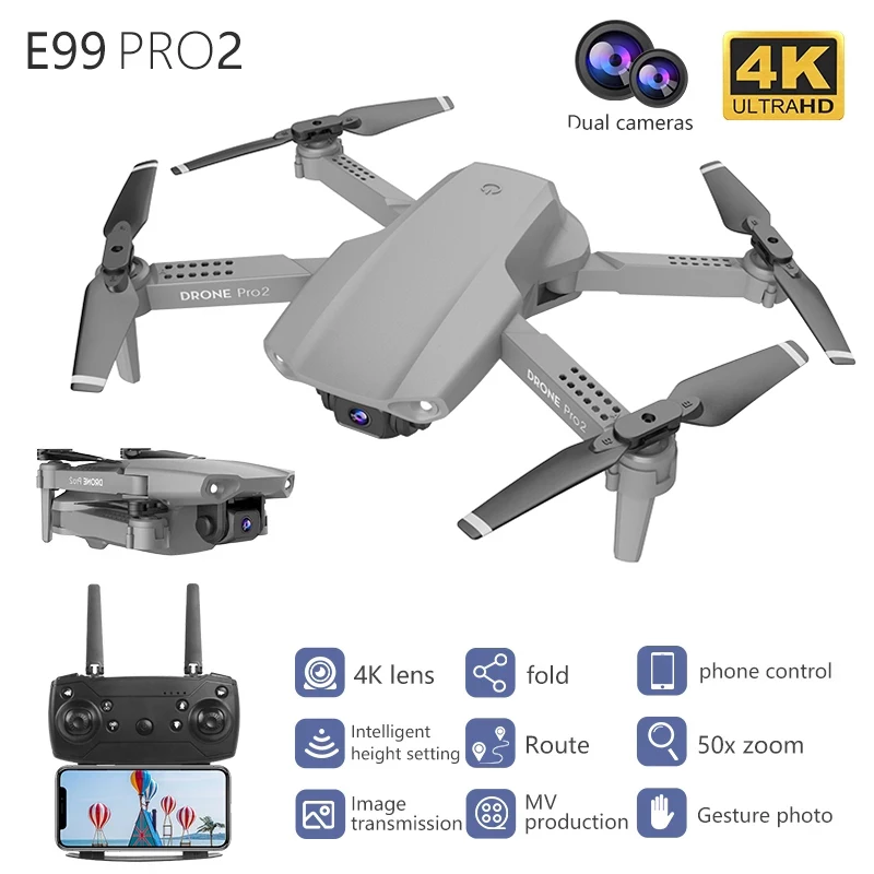 Дрон E99 Pro 4K HD с двойной камерой 2,4 ГГц Wi-Fi FPV складной Радиоуправляемый квадрокоптер 20 минут полета Радиоуправляемый Дрон
Дрон E99 Pro 4K HD с двойной камерой 2,4 ГГц Wi-Fi FPV складной Радиоуправляемый квадрокоптер 20 минут полета Радиоуправляемый Дрон