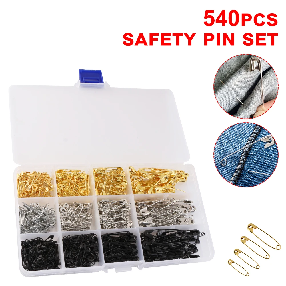 540pcs Assorted Safety Pins Metal Clips Brooch DIY Sewing Tools Apparel Accessories for Clothing Craft
540pcs Assorted Safety Pins Metal Clips Brooch DIY Sewing Tools Apparel Accessories for Clothing Craft