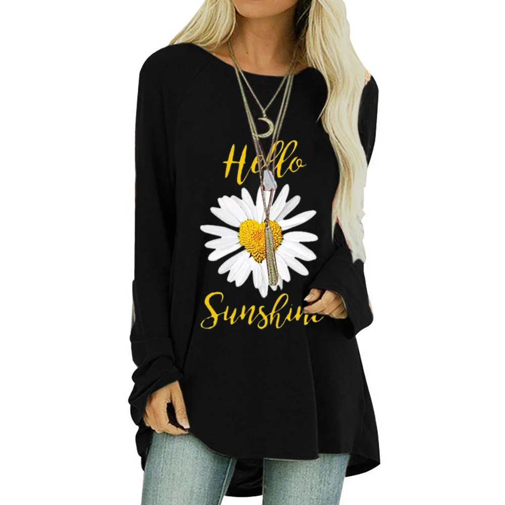 #w Sunflower Printed Women T Shirt Full Sleeve O Collar Mid Long Graphic Tee Loose Casual Autumn Lady Outfits S-3XL
#w Sunflower Printed Women T Shirt Full Sleeve O Collar Mid Long Graphic Tee Loose Casual Autumn Lady Outfits S-3XL