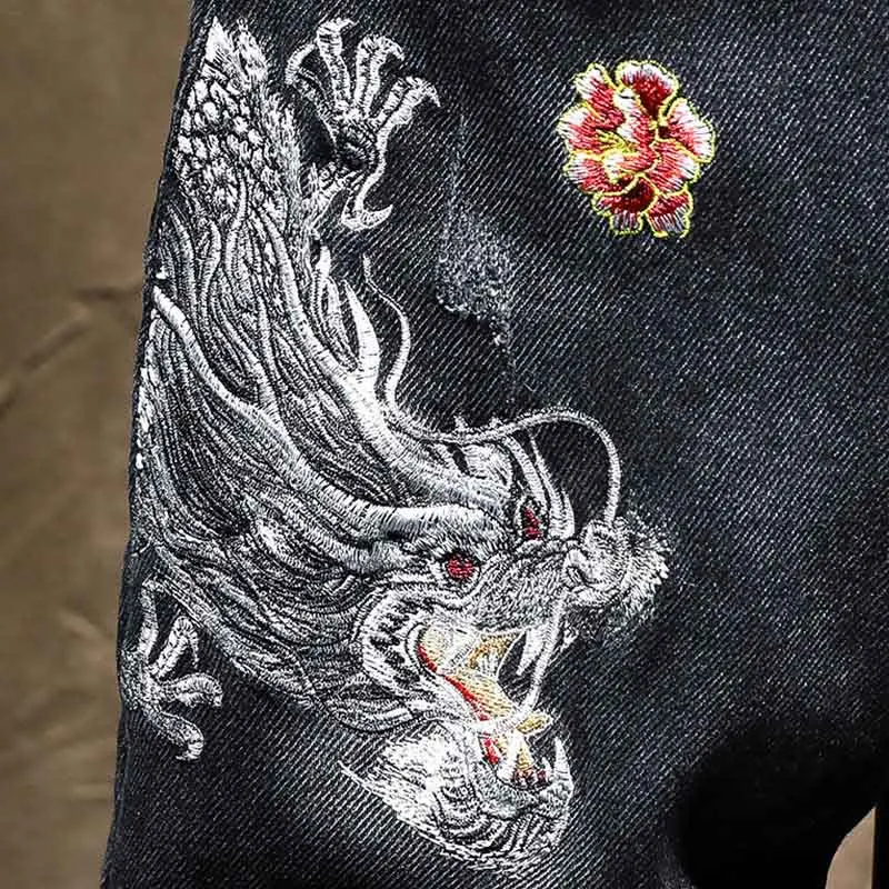 Mcikkny Mens Fashion Stretch Jeans Trousers Dragon Embroidery Denim Pants For Male Streetwear Black
Mcikkny Mens Fashion Stretch Jeans Trousers Dragon Embroidery Denim Pants For Male Streetwear Black
