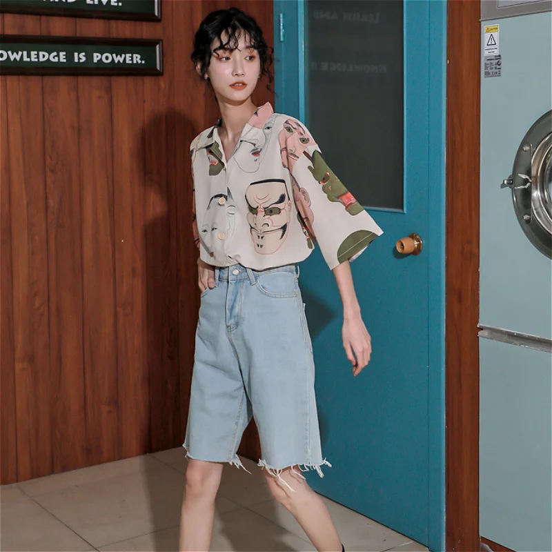 Shirt Women Chic Japanese Style Print Design Summer Vintage Leisure Streetwear Ins BF Unisex Trendy Femme Top All-match Harajuku
Shirt Women Chic Japanese Style Print Design Summer Vintage Leisure Streetwear Ins BF Unisex Trendy Femme Top All-match Harajuku
