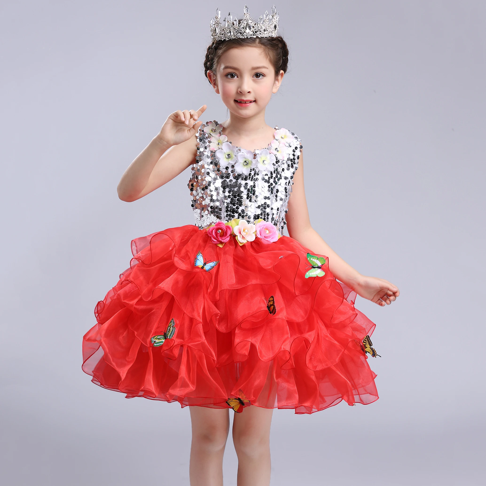 TB48 Flower Belted Junior Bridesmaid Dresses Sequines Girl Tulle for Wedding Party White Pageant Dress Girls | Детская одежда и