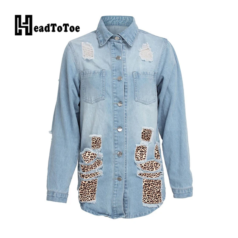 Solid Pachwork Leopard Frayed Vintage Streetwear Fashion Tops Women Full Sleeve Turn Down Collar Denim Jacket
Solid Pachwork Leopard Frayed Vintage Streetwear Fashion Tops Women Full Sleeve Turn Down Collar Denim Jacket