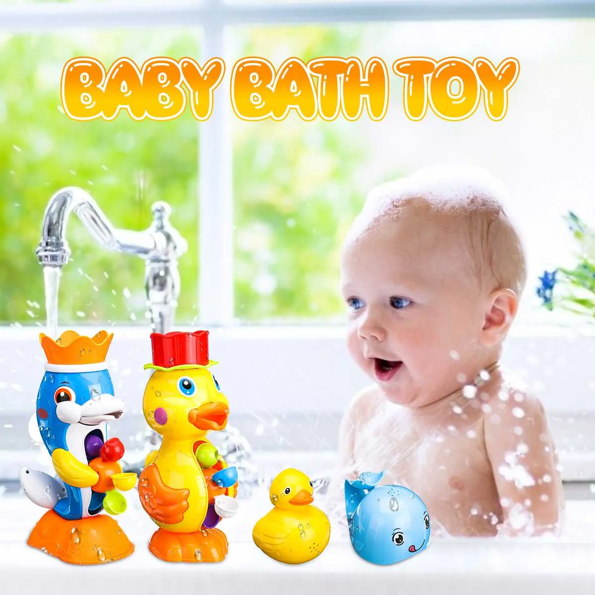 Kids Shower Bath Toys Cute Yellow Duck Waterwheel Elephant Toys Baby Faucet Bathing Water Spray Tool Water Ladle Dabbling Toy
Kids Shower Bath Toys Cute Yellow Duck Waterwheel Elephant Toys Baby Faucet Bathing Water Spray Tool Water Ladle Dabbling Toy
