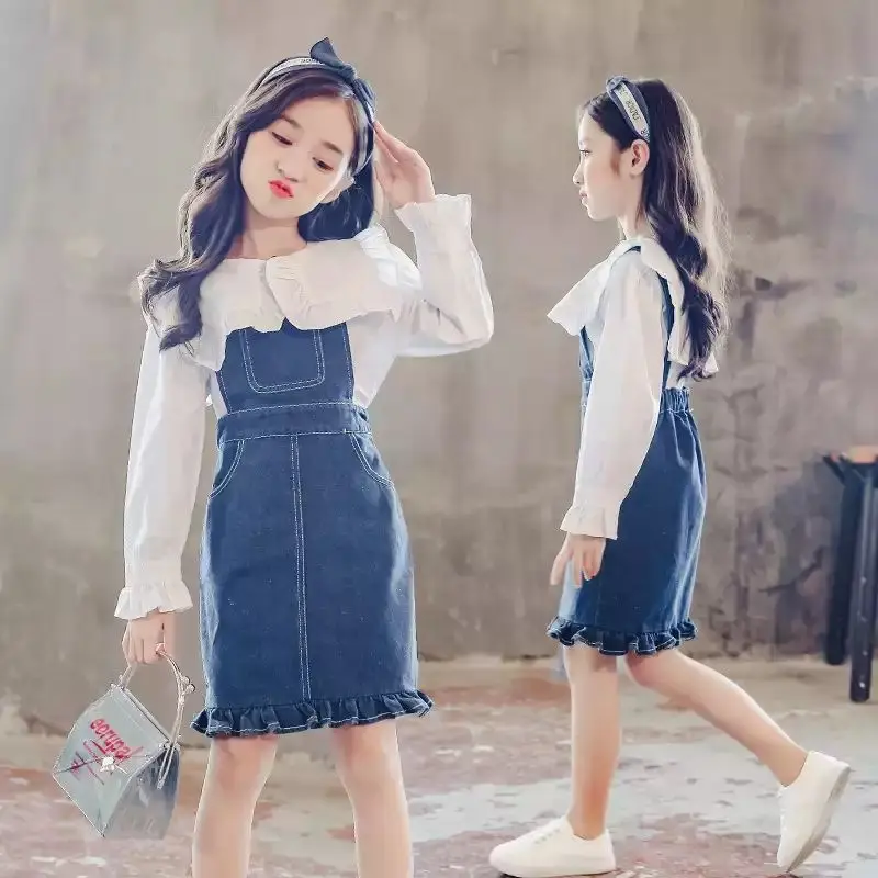 2022 Kids Clothing Set For Girls Children's Clothes 6 8 12 13 14 Years Autumn Blouse + Denim Overall Dress 2 pcs Suits Teen Girl
2022 Kids Clothing Set For Girls Children's Clothes 6 8 12 13 14 Years Autumn Blouse + Denim Overall Dress 2 pcs Suits Teen Girl