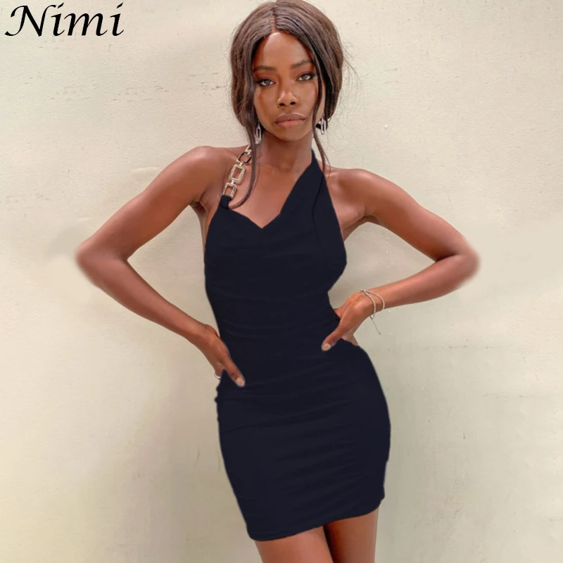 NiMi Summer Chain Sexy Halter Dresses For Women Slim Elegante Off Shoulder Sleeveless Dress Milk Shreds Solid Color Splicing
NiMi Summer Chain Sexy Halter Dresses For Women Slim Elegante Off Shoulder Sleeveless Dress Milk Shreds Solid Color Splicing