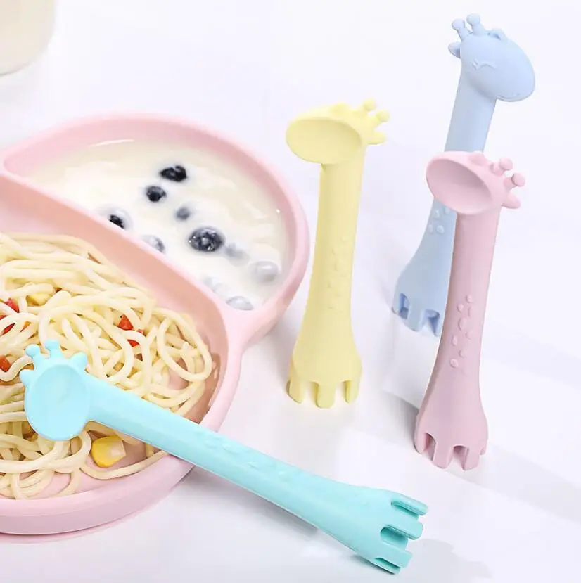 Baby Giraffe Spoon Food Supplement Silicone Fork Two In One Cute Animal Environmental Healthy Training Spoon Feeding Teether
Baby Giraffe Spoon Food Supplement Silicone Fork Two In One Cute Animal Environmental Healthy Training Spoon Feeding Teether