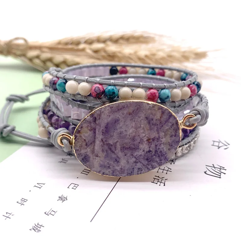 Purple Jade Bracelet Woven Leather Bracelet Beaded Leather Wrap Bracelet Mix Stones Weaving Statement Boho Bracelet Jewelry
Purple Jade Bracelet Woven Leather Bracelet Beaded Leather Wrap Bracelet Mix Stones Weaving Statement Boho Bracelet Jewelry