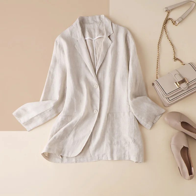 Female New Linen Simple Coat Solid Long Sleeve Single Breasted Notched Casual Women Blazers Blazer Feminino
Female New Linen Simple Coat Solid Long Sleeve Single Breasted Notched Casual Women Blazers Blazer Feminino
