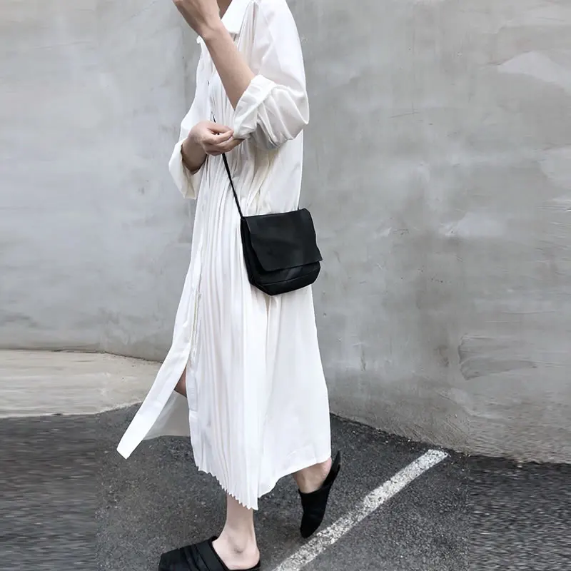 XITAO White Dress Fashion New Pleated Single Breast Plus Size Full Sleeve Small Fresh 2021 Summer Minority Loose Dress LDD1660 
XITAO White Dress Fashion New Pleated Single Breast Plus Size Full Sleeve Small Fresh 2021 Summer Minority Loose Dress LDD1660