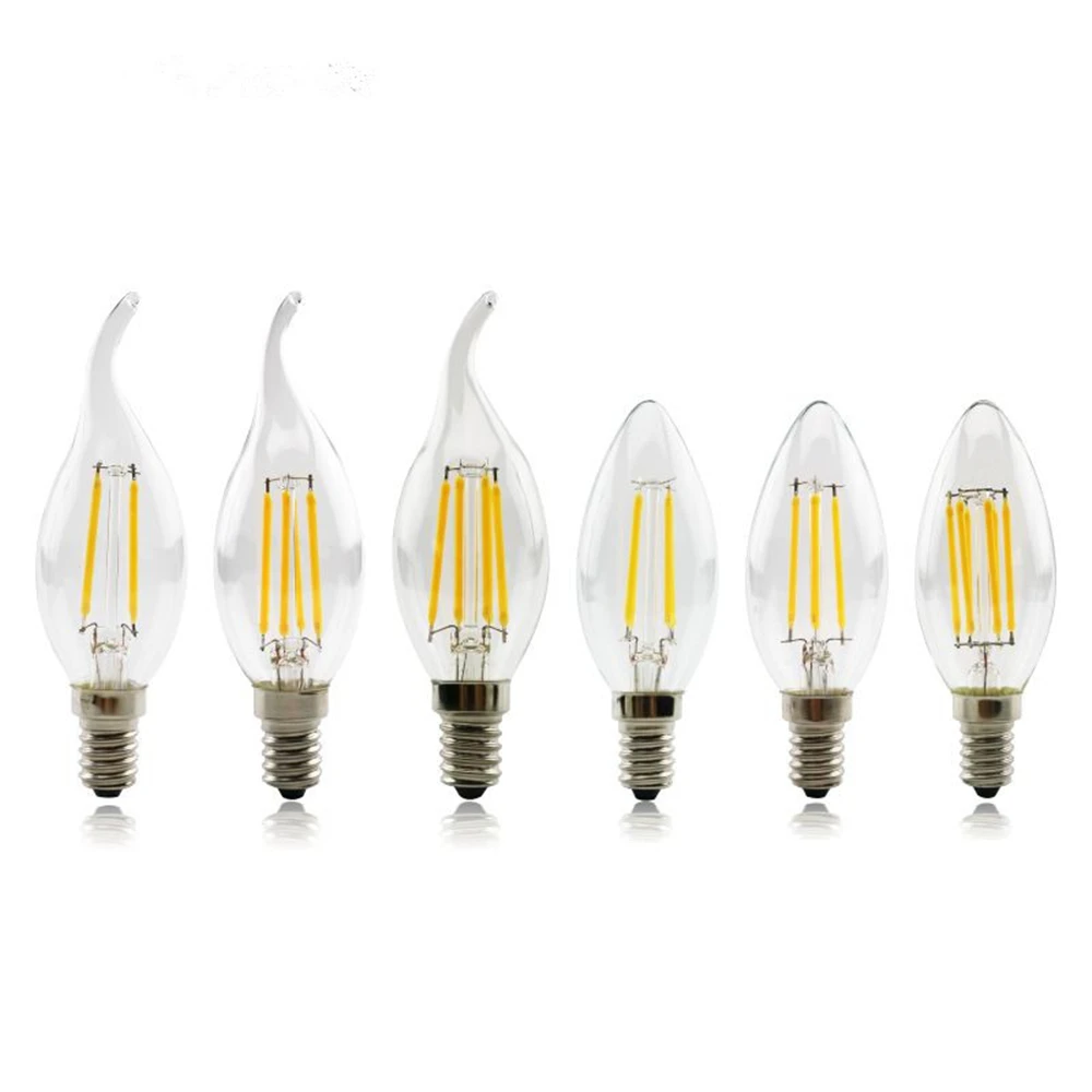 

Super Bright E14 LED Bulb Light 4W 8W 12W 220V Filament Candle Bulbs C35 C35L Edison Led Lamp Ampoule for Chandelier Lighting