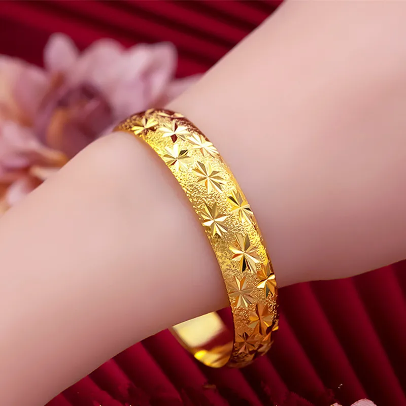 18K Gold Filled Women's Wedding Bangles Carved Stars Slidable Bracelet Exquisite Dragon Patterned Bracelet Jewelry Gifts
18K Gold Filled Women's Wedding Bangles Carved Stars Slidable Bracelet Exquisite Dragon Patterned Bracelet Jewelry Gifts