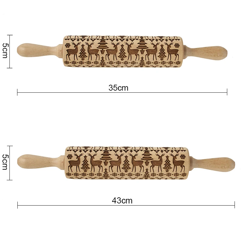 Christmas Deer Wooden Rolling Pin Solid Natural Wood Cooking Tools Fondant Cake Decoration Rollers Dough Roller Kitchen 
Christmas Deer Wooden Rolling Pin Solid Natural Wood Cooking Tools Fondant Cake Decoration Rollers Dough Roller Kitchen