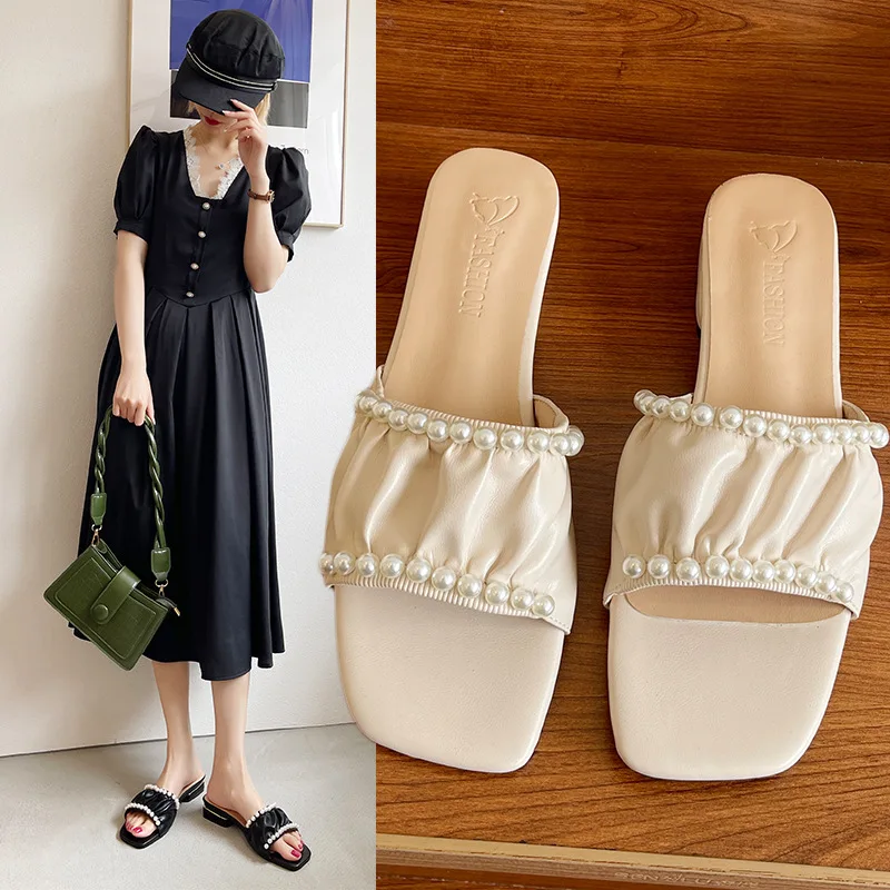 Slippers Women's Fashion Casual All-match Pearl Simple Summer 2021 New Flat-Bottom Square Toe Slippers Women Shoes
Slippers Women's Fashion Casual All-match Pearl Simple Summer 2021 New Flat-Bottom Square Toe Slippers Women Shoes