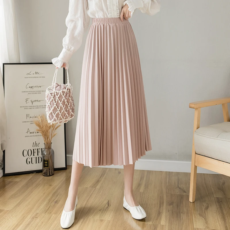 Solid Color Elastic High Waist Skirts Women Spring Summer Fashion A-line Organ Pleated Long Skirt Office Lady Casual Midi Skirt
Solid Color Elastic High Waist Skirts Women Spring Summer Fashion A-line Organ Pleated Long Skirt Office Lady Casual Midi Skirt