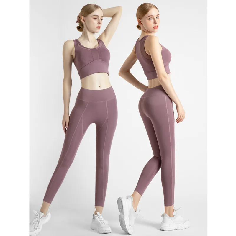 New Bowknot Bra Yoga Vest High Waist Tight-Fitting European and American Hip Peach Hip Pants Workout Clothes Women's 2 piece Set
New Bowknot Bra Yoga Vest High Waist Tight-Fitting European and American Hip Peach Hip Pants Workout Clothes Women's 2 piece Set
