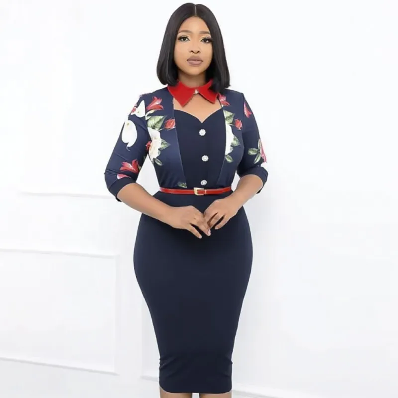 Spring Autumn Africa Clothing 3/4 Sleeve Dress African Dresses For Women Sexy V-Neck Perspective Slim Dress Office Lady Party
Spring Autumn Africa Clothing 3/4 Sleeve Dress African Dresses For Women Sexy V-Neck Perspective Slim Dress Office Lady Party