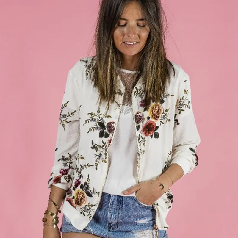 Fashion Retro Floral Print Women Coat Casual Zipper Up Bomber Jacket Ladies Casual Spring Autumn Outwear Coats Women Clothing
Fashion Retro Floral Print Women Coat Casual Zipper Up Bomber Jacket Ladies Casual Spring Autumn Outwear Coats Women Clothing